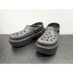 Crocs Stomp Platform Clogs Men's 12 Women's 14 Black‎ Ankle Strap Slip On Shoes